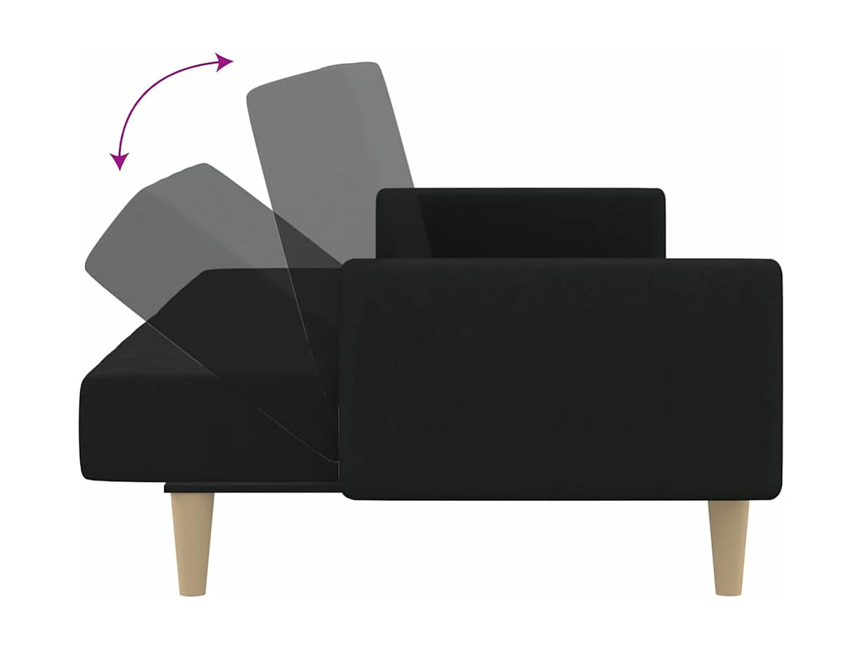 Canapé-lit à 2 places noir tissu