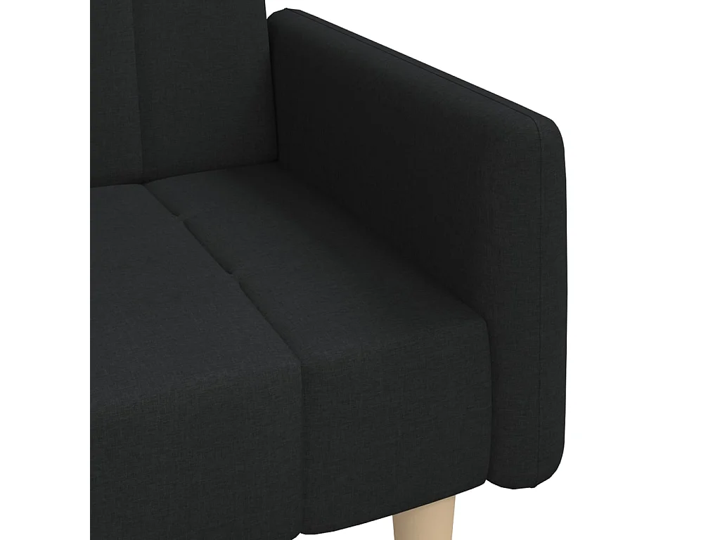 Canapé-lit à 2 places noir tissu