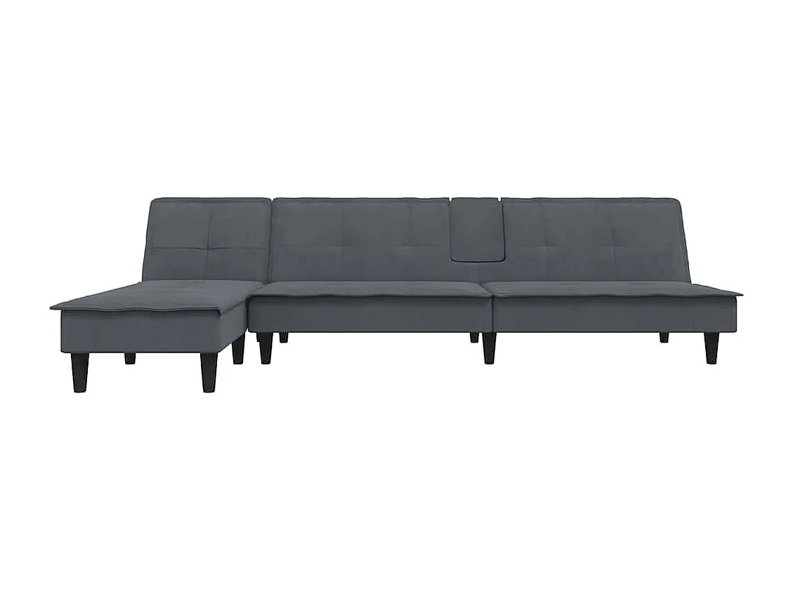 Canapé-lit en forme de L gris 255x140x70 cm velours