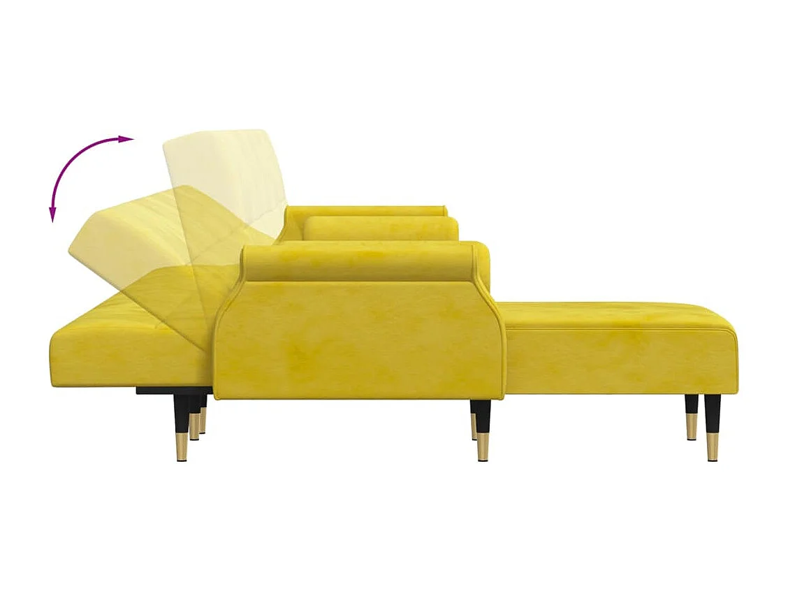 Slaapbank L-vormig 271x140x70 cm fluweel geel