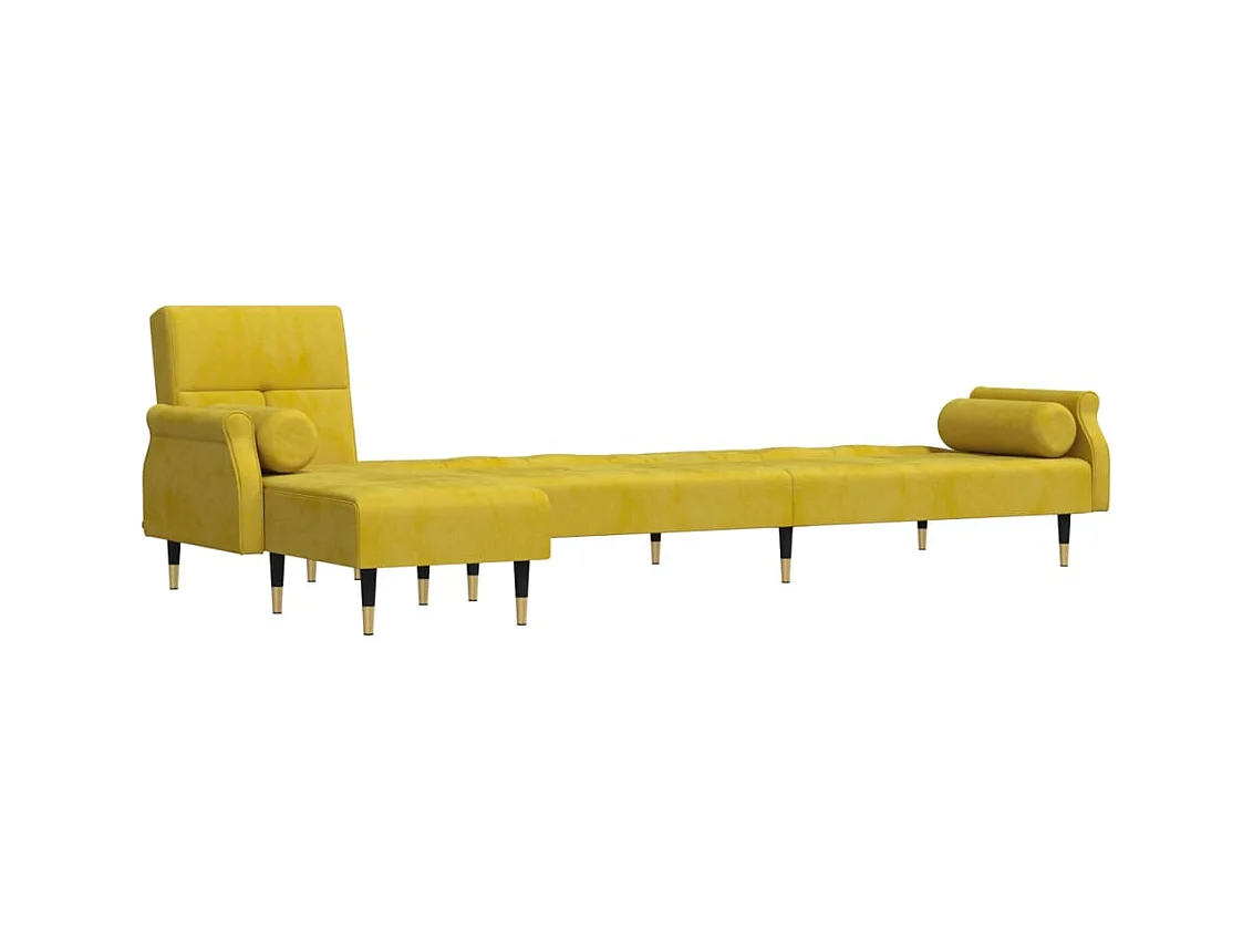 Canapé-lit en forme de L jaune 271x140x70 cm velours