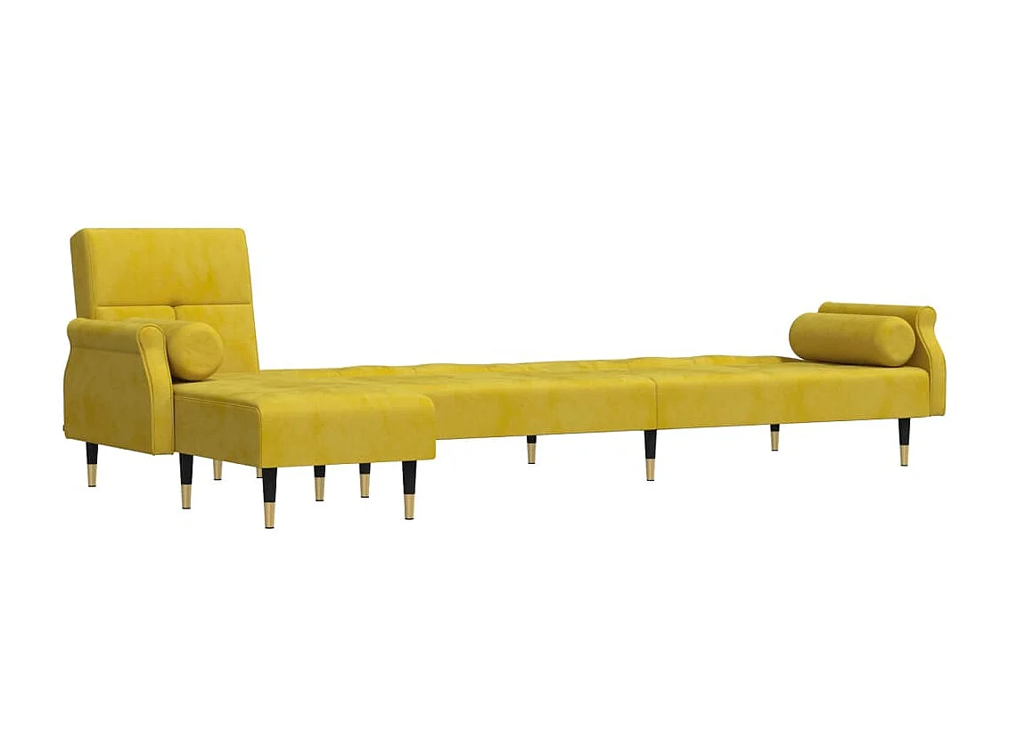 Canapé-lit en forme de L jaune 271x140x70 cm velours