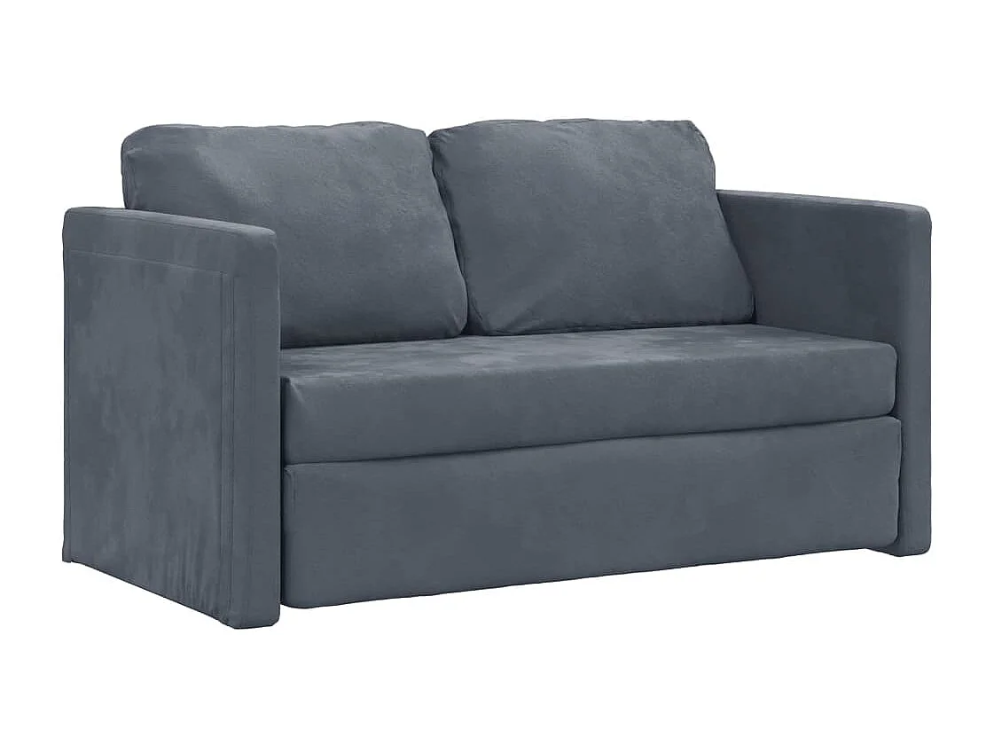 Canapé-lit 2 en 1 gris foncé 122x204x55 cm velours