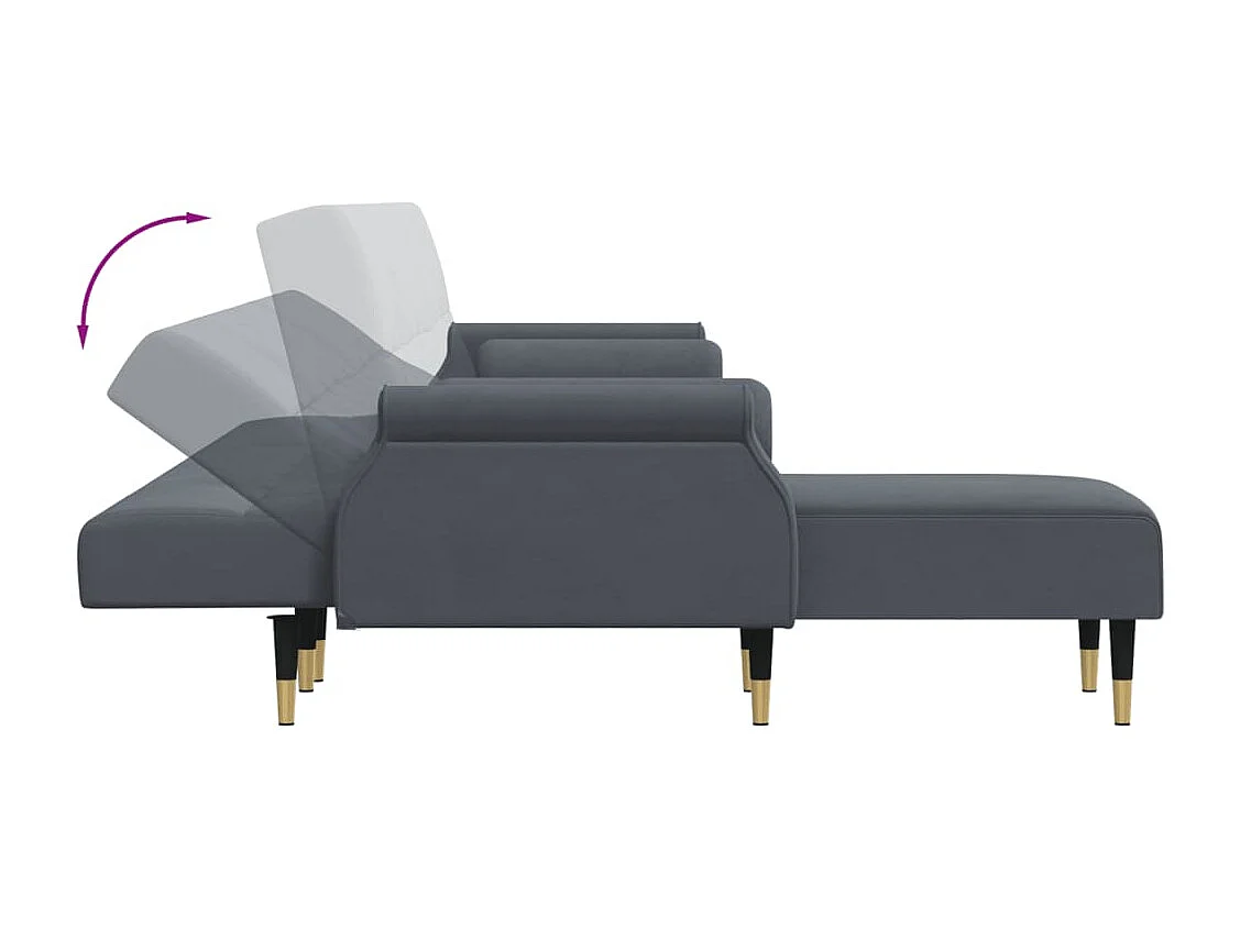 Slaapbank L-vormig 271x140x70 cm fluweel donkergrijs