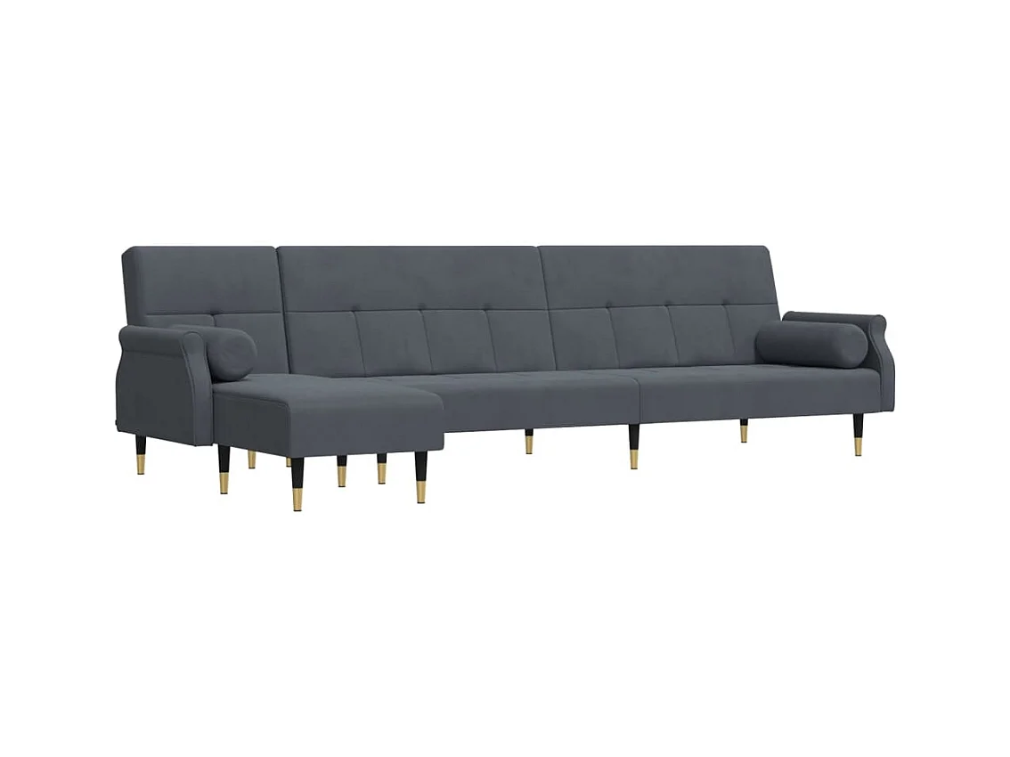 Canapé-lit en forme de L gris 271x140x70 cm velours