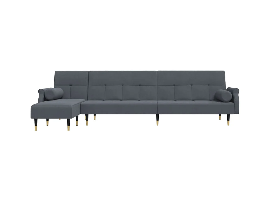 Canapé-lit en forme de L gris 271x140x70 cm velours