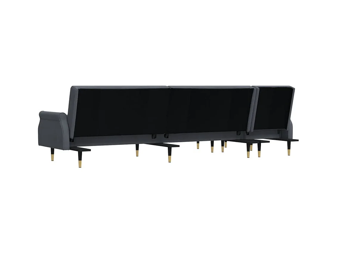 Canapé-lit en forme de L gris 271x140x70 cm velours