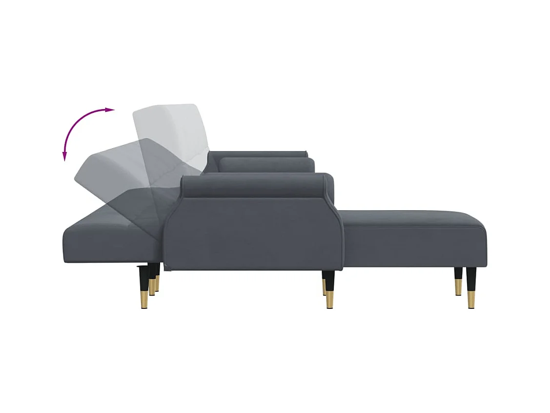 Canapé-lit en forme de L gris 271x140x70 cm velours