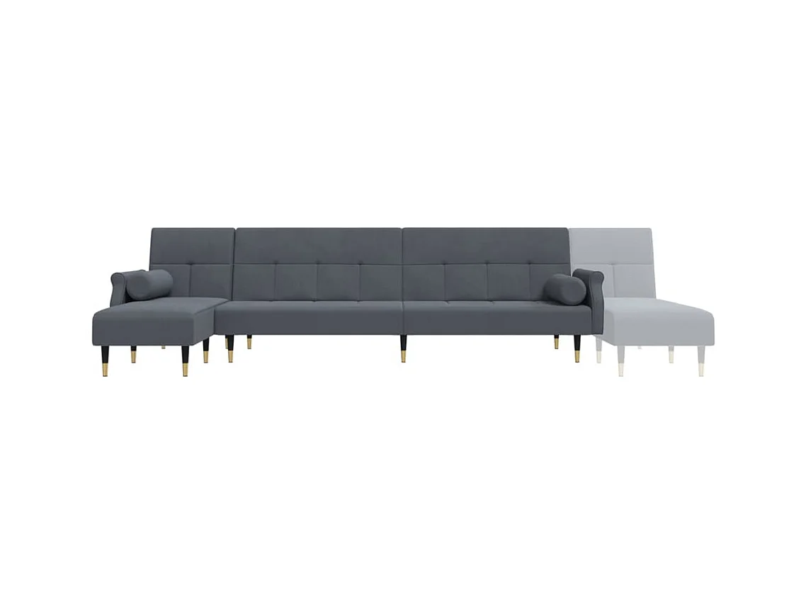 Canapé-lit en forme de L gris 271x140x70 cm velours