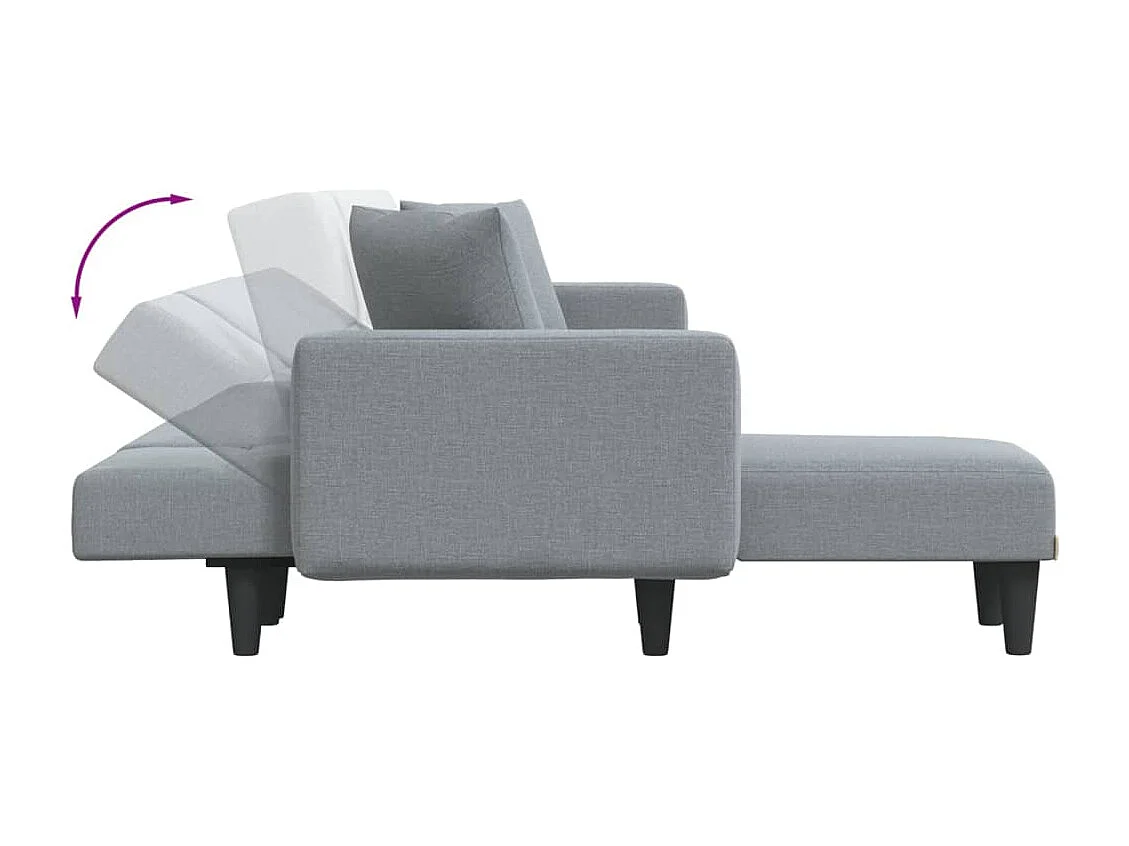 Canapé-lit en forme de L gris clair 275x140x70 cm tissu