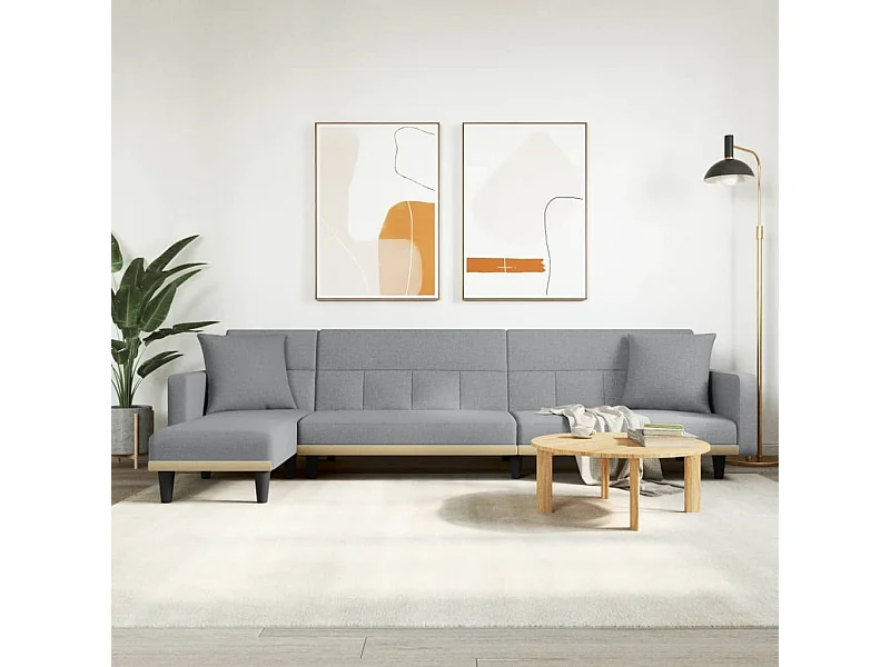 Canapé-lit en forme de L gris clair 275x140x70 cm tissu