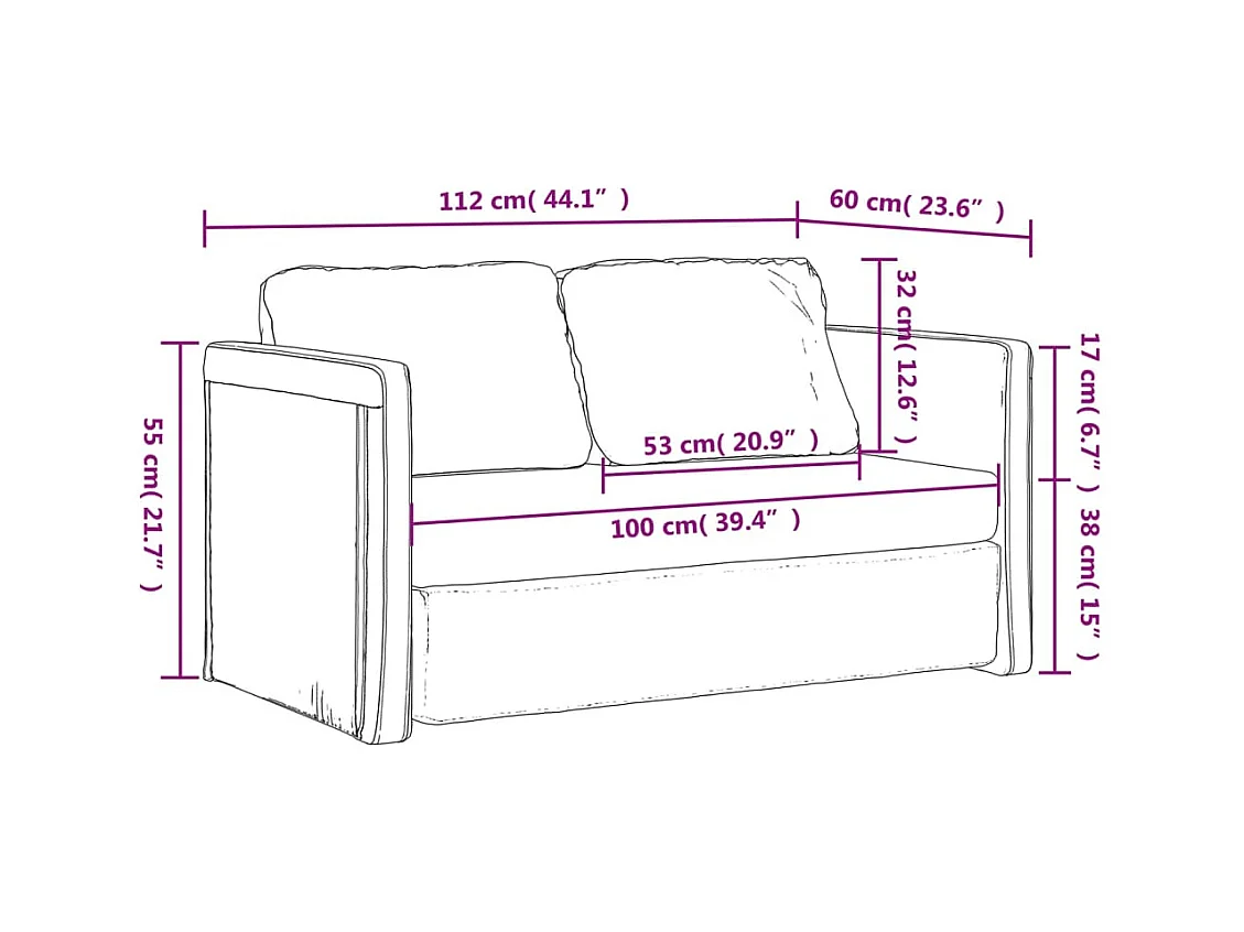 Slaapbank vloermodel 2-in-1 112x174x55 cm stof blauw