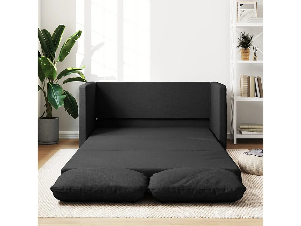 Slaapbank vloermodel 2-in-1 112x174x55 cm stof zwart