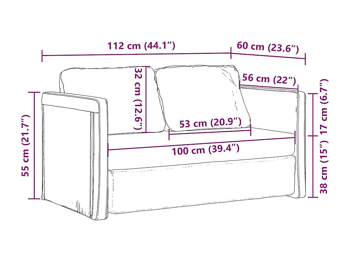 Slaapbank vloermodel 2-in-1 112x174x55 cm stof zwart