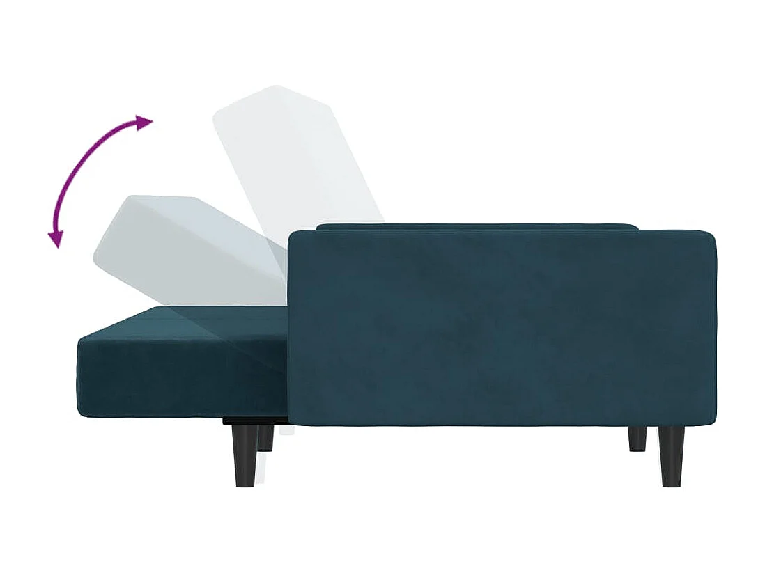 Canapé-lit à 2 places Bleu Velours