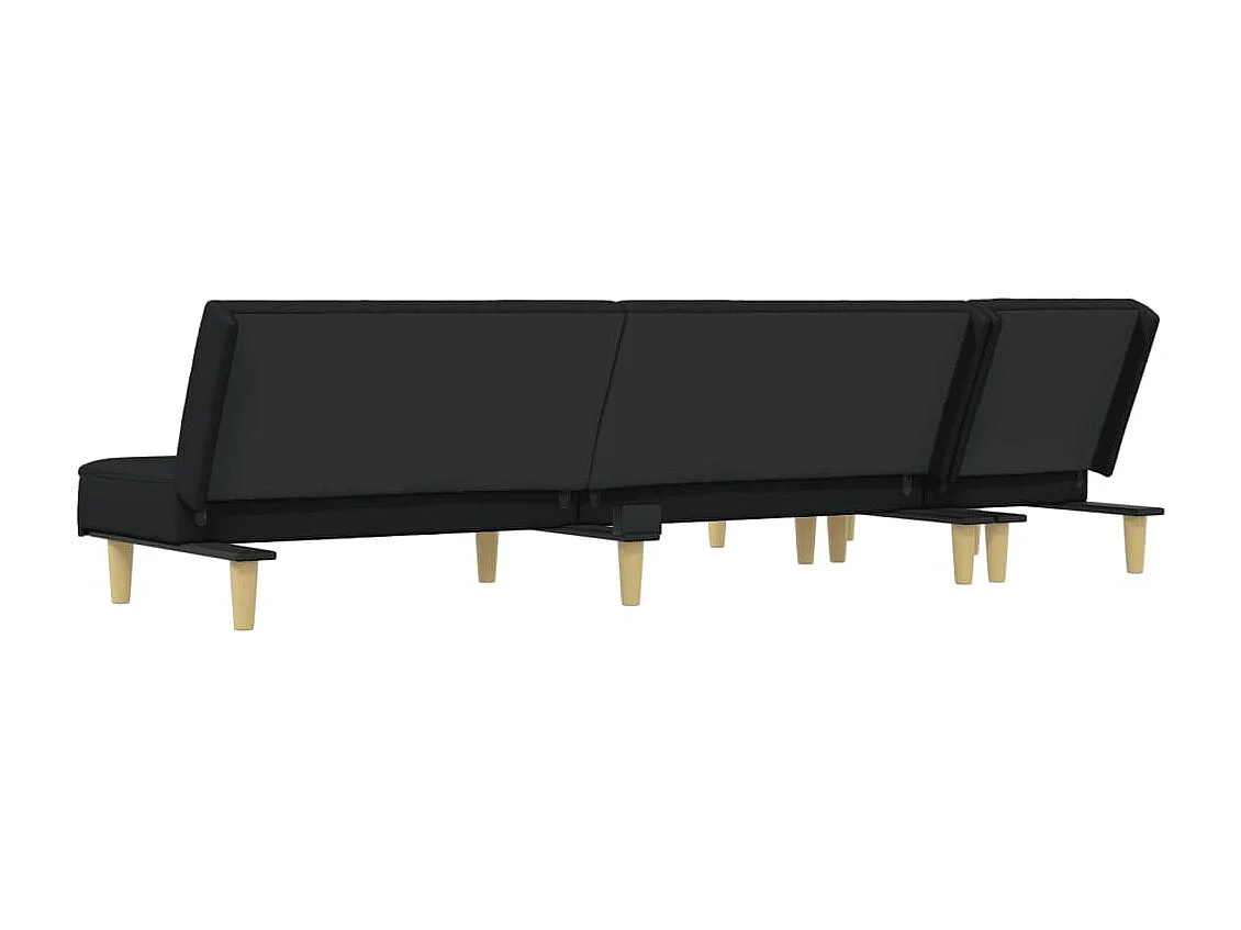 Slaapbank L-vormig 255x140x70 cm fluweel zwart