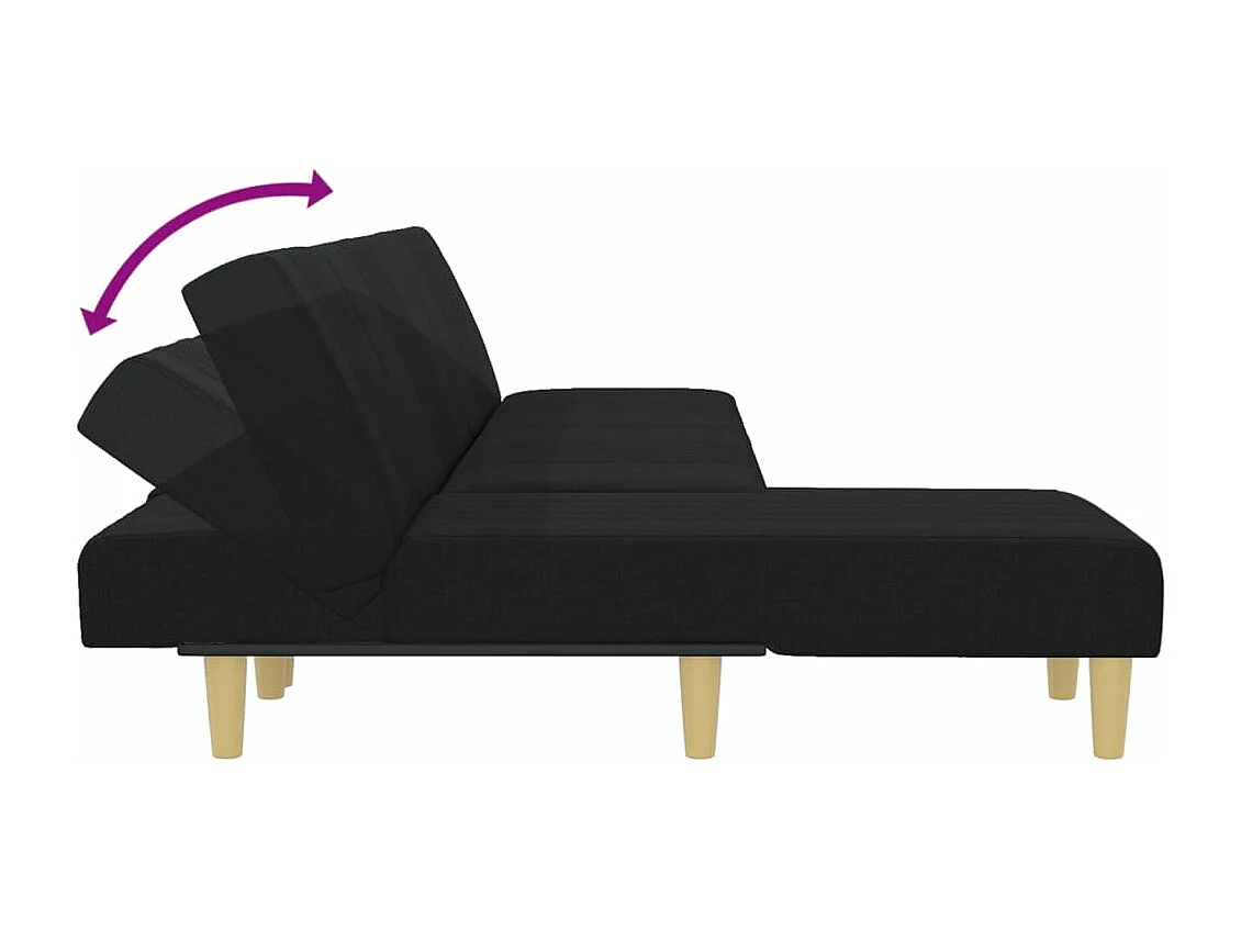 Slaapbank L-vormig 255x140x70 cm fluweel zwart