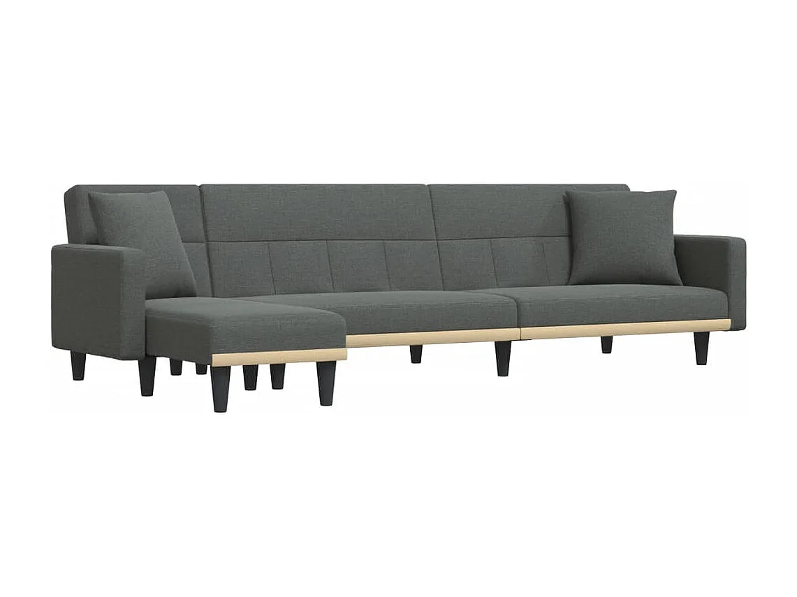 Canapé-lit en forme de L gris foncé 275x140x70 cm tissu