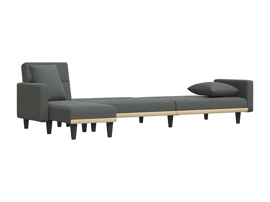 Canapé-lit en forme de L gris foncé 275x140x70 cm tissu