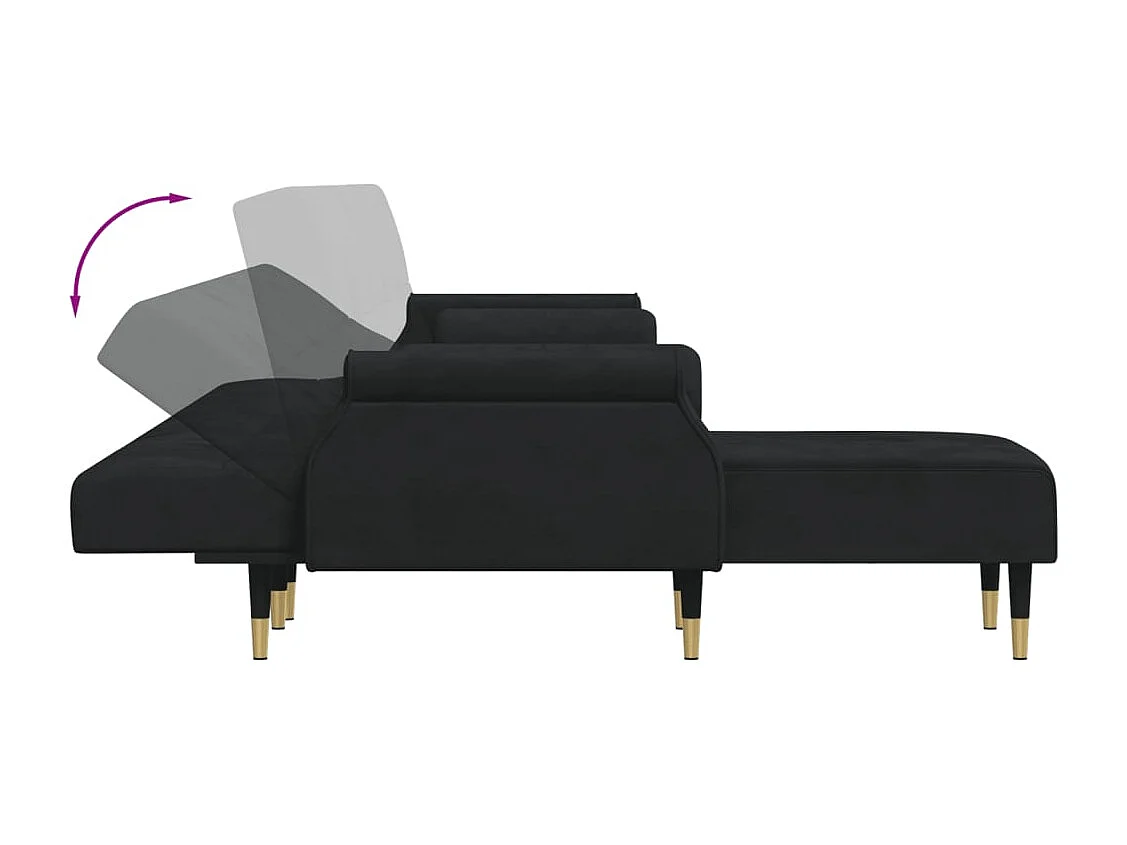 Canapé-lit en forme de L noir 271x140x70 cm velours