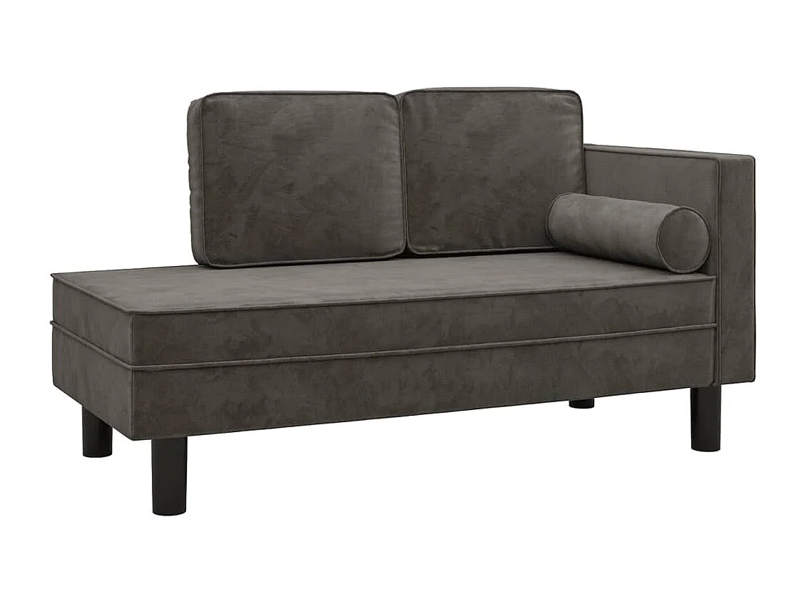 Méridienne avec coussins et traversin gris foncé velours