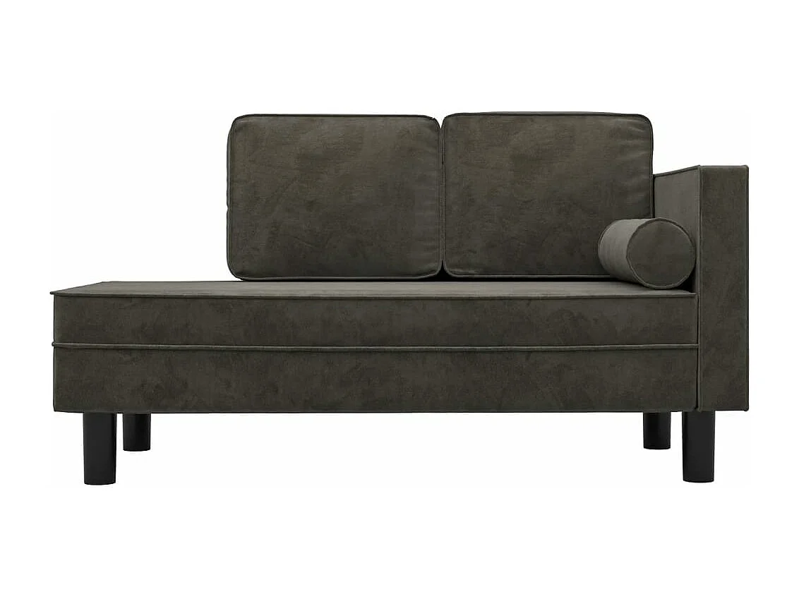 Méridienne avec coussins et traversin gris foncé velours