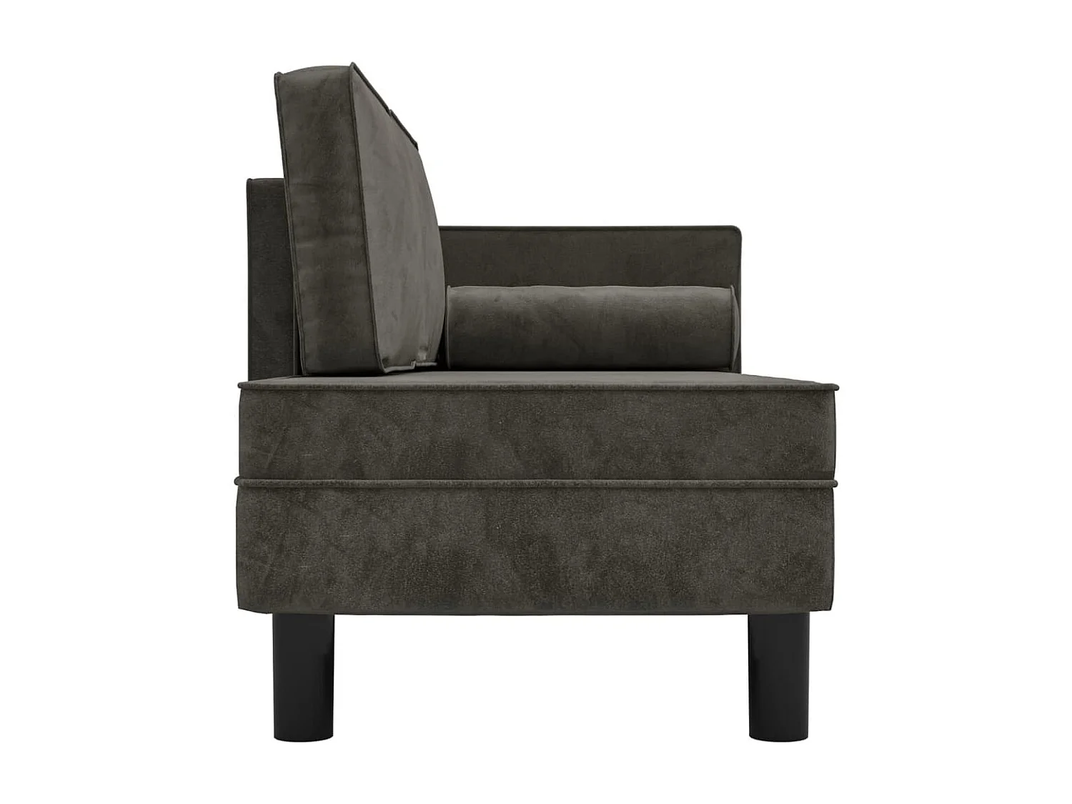 Méridienne avec coussins et traversin gris foncé velours