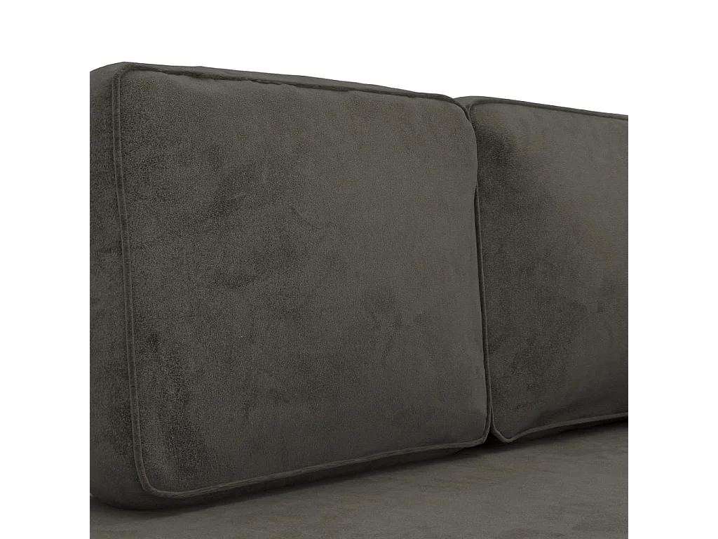 Méridienne avec coussins et traversin gris foncé velours