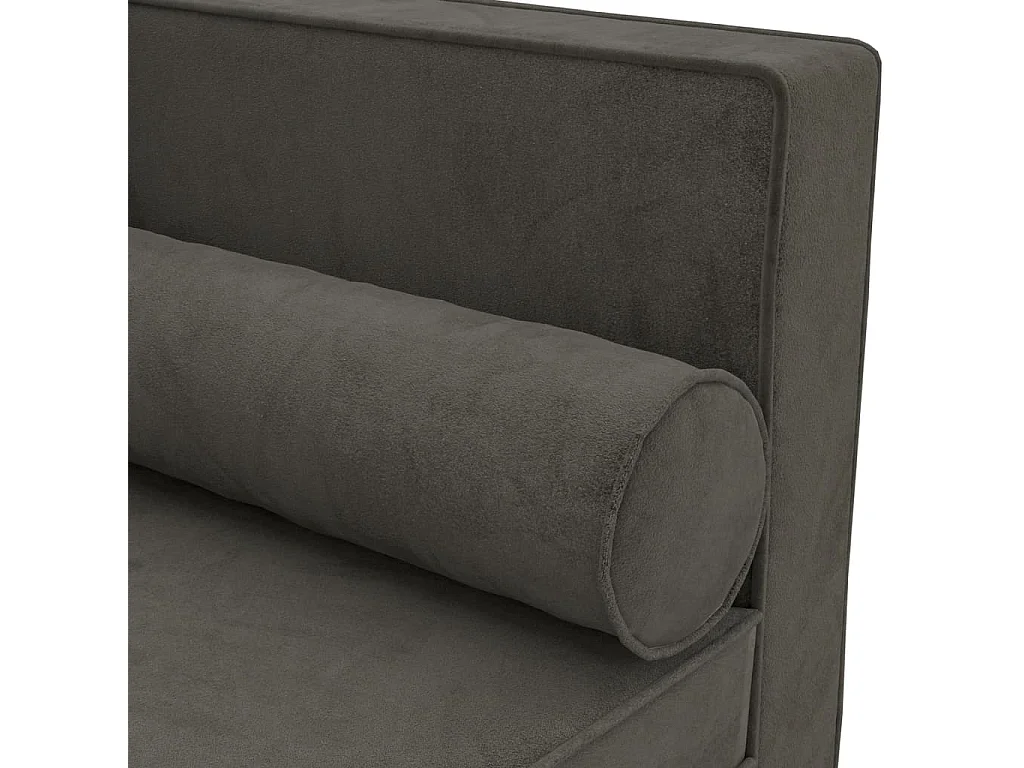 Méridienne avec coussins et traversin gris foncé velours