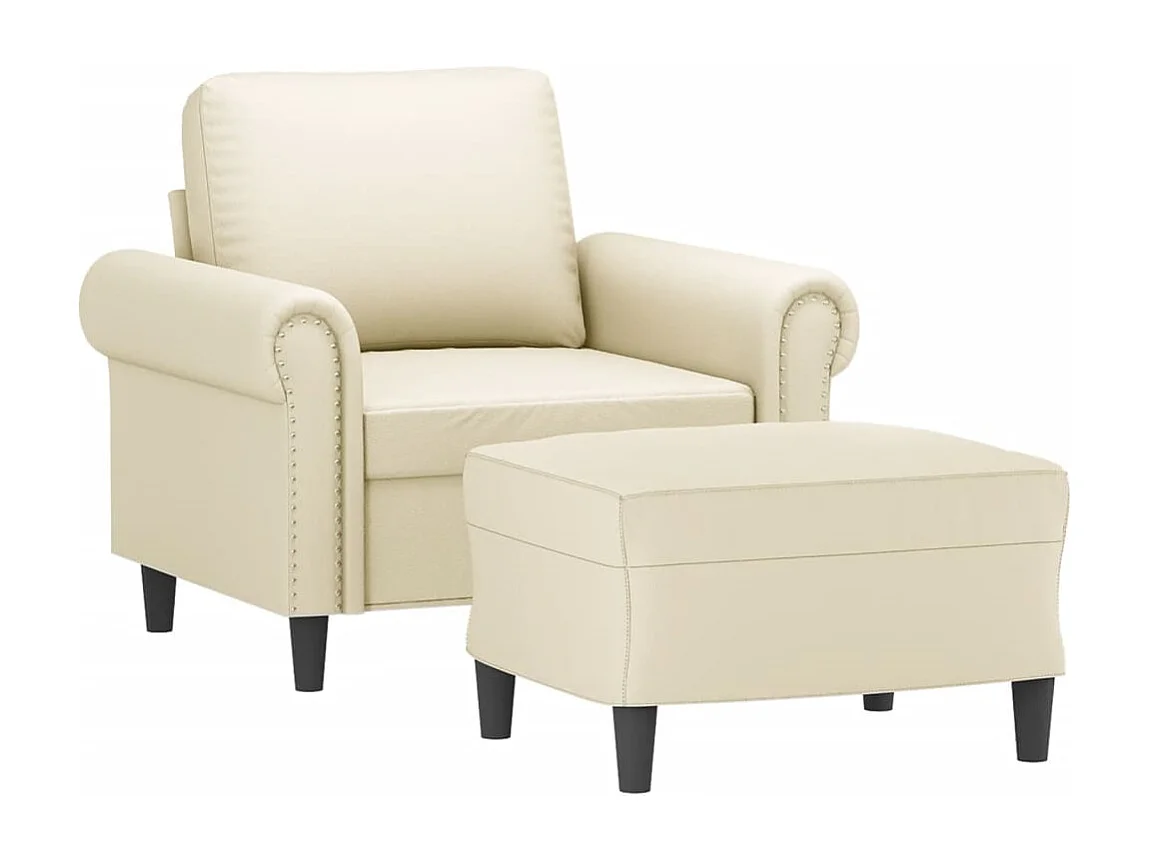 Fauteuil avec repose-pied Crème 60 cm Similicuir