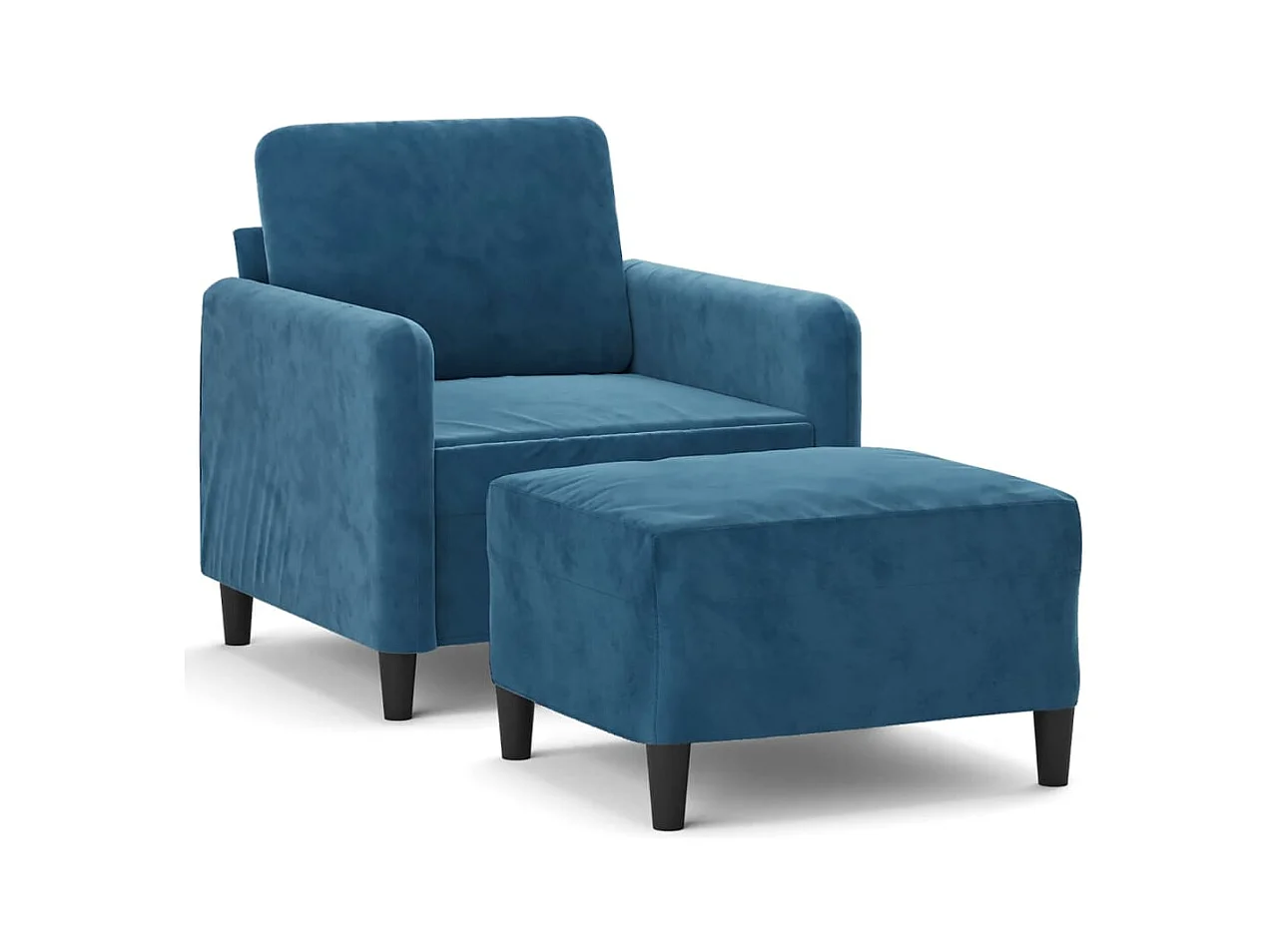 Sillón con taburete terciopelo azul 60 cm