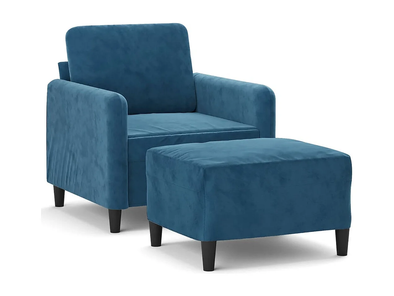 Fauteuil avec repose-pied Bleu 60 cm Velours