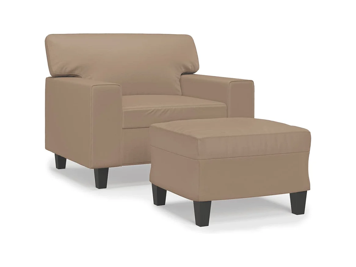 Fauteuil avec repose-pied Cappuccino 60 cm Similicuir