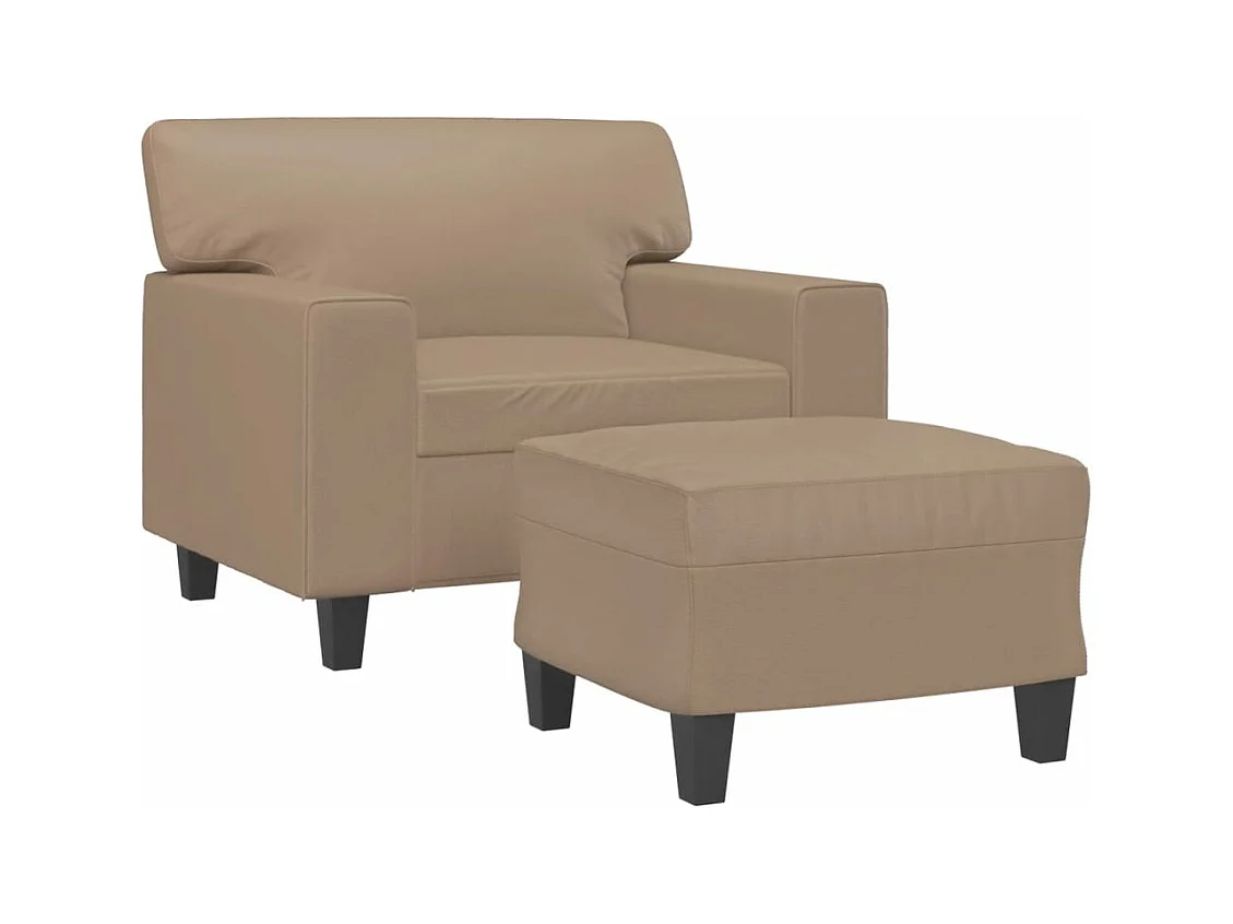 Fauteuil avec repose-pied Cappuccino 60 cm Similicuir