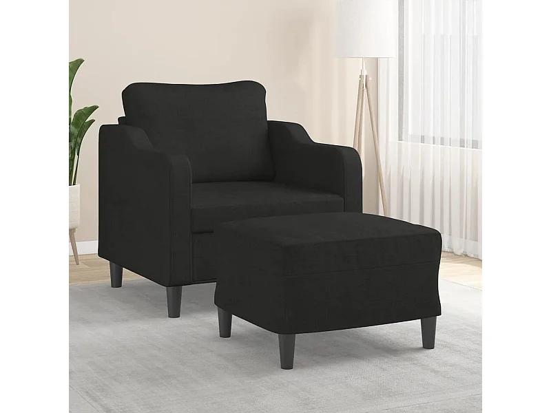Fauteuil avec repose-pied Noir 60 cm Tissu