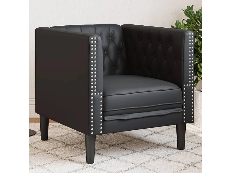 Sofá chesterfield couro artificial preto