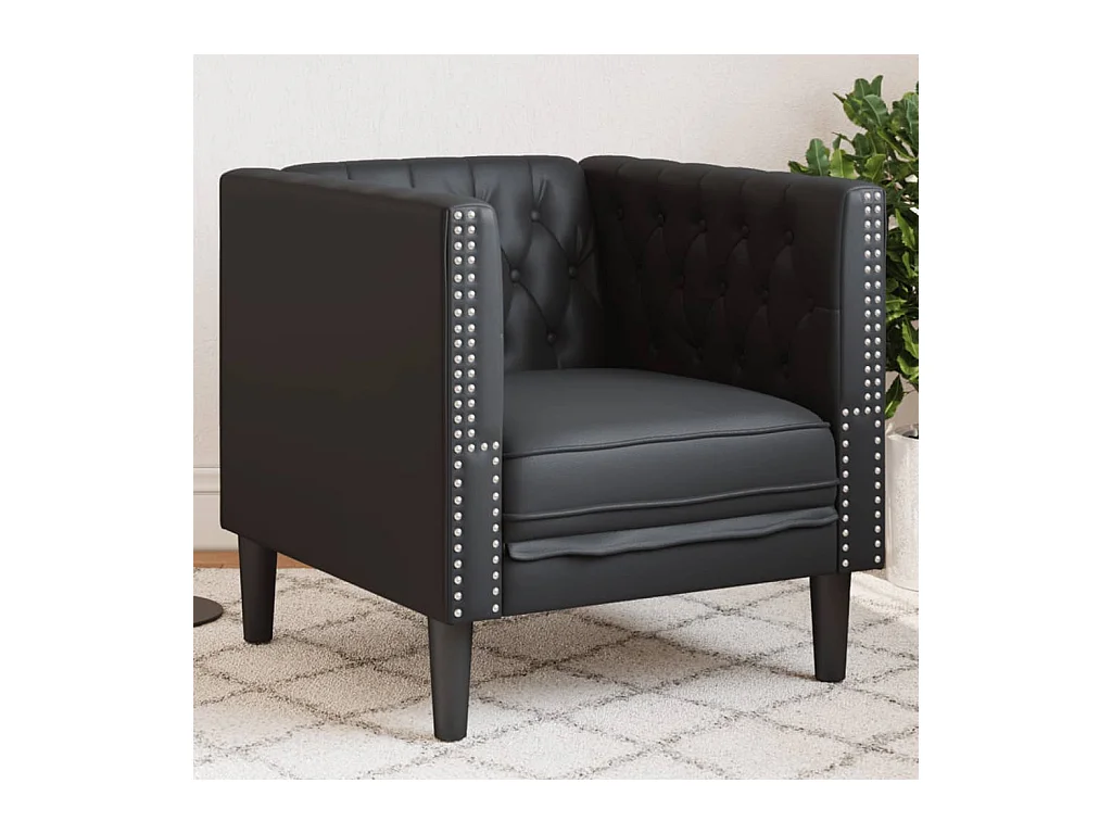 Fauteuil Chesterfield noir similicuir