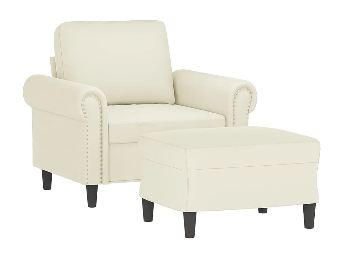 Fauteuil avec repose-pied Crème 60 cm Velours