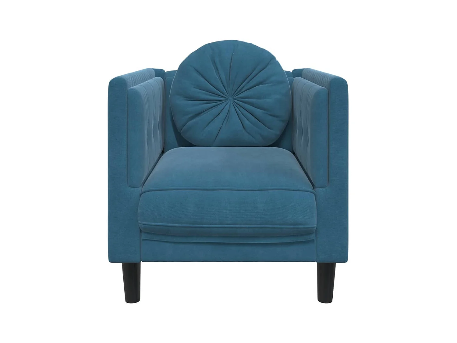 Fauteuil avec coussin bleu velours