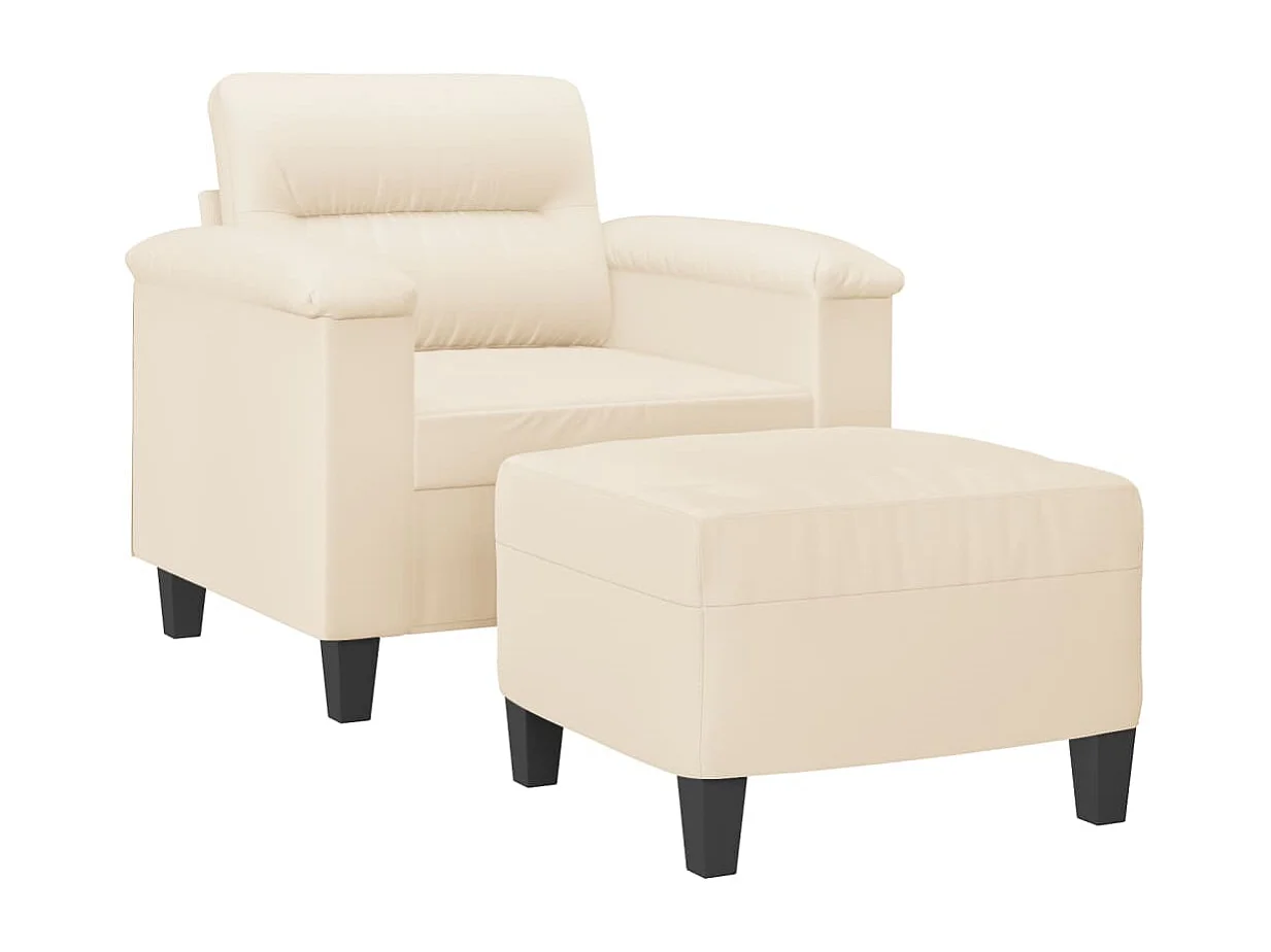 Poltrona com apoio de pés 60 cm tecido de microfibra bege