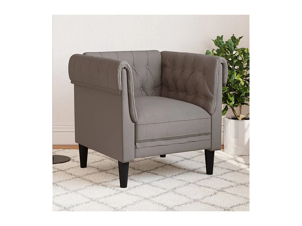Fauteuil Chesterfield taupe tissu