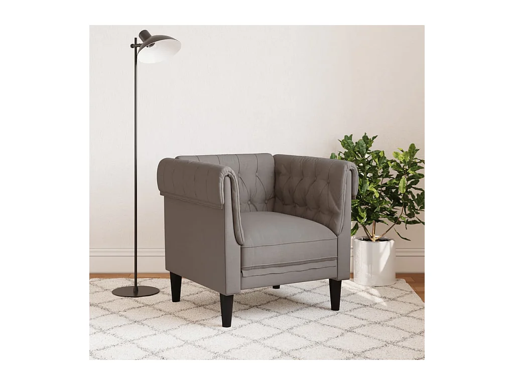 Fauteuil Chesterfield taupe tissu