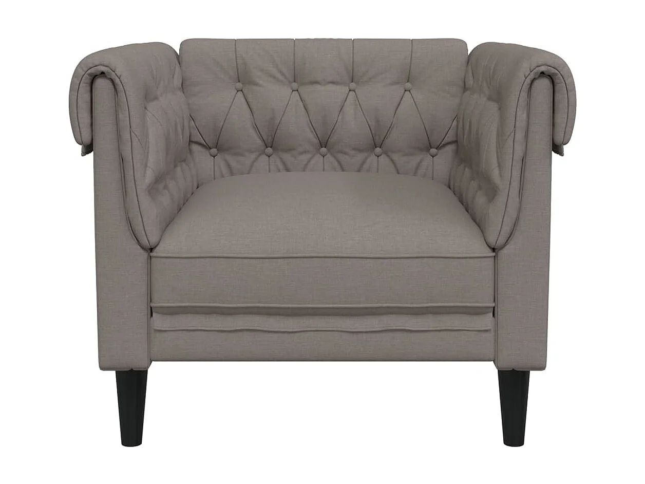 Sillón Chesterfield de tela gris taupé