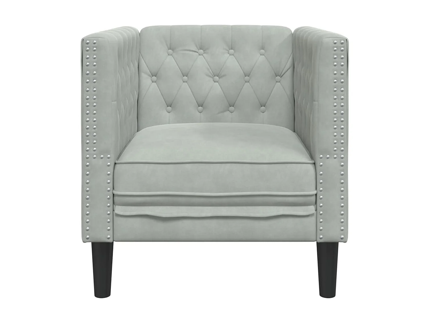 Fauteuil Chesterfield gris clair velours