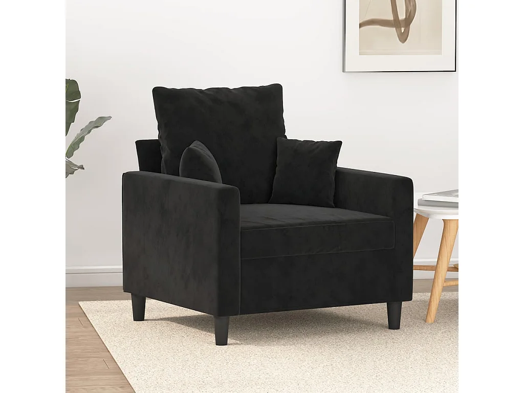 Fauteuil 60 cm fluweel zwart