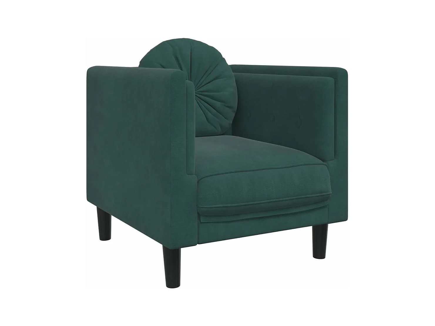 Fauteuil avec coussin vert foncé velours