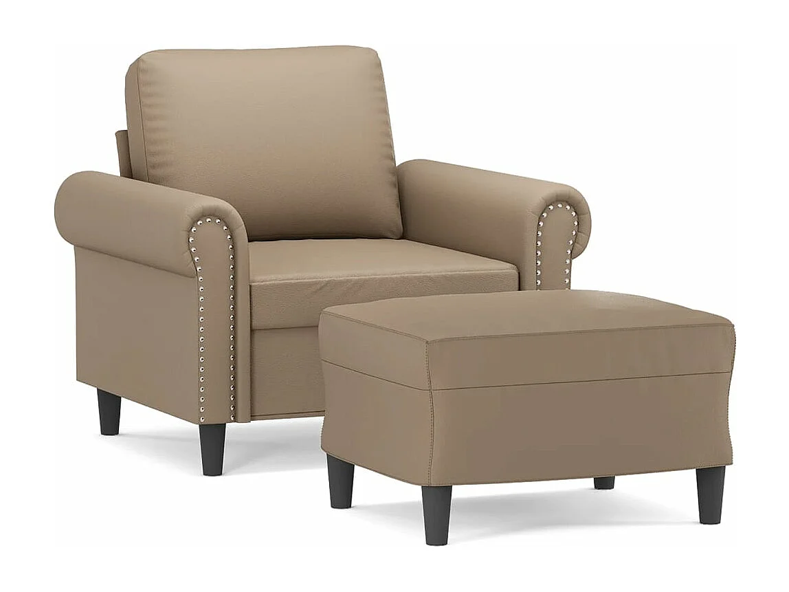 Poltrona com apoio de pés 60 cm couro artificial cappuccino
