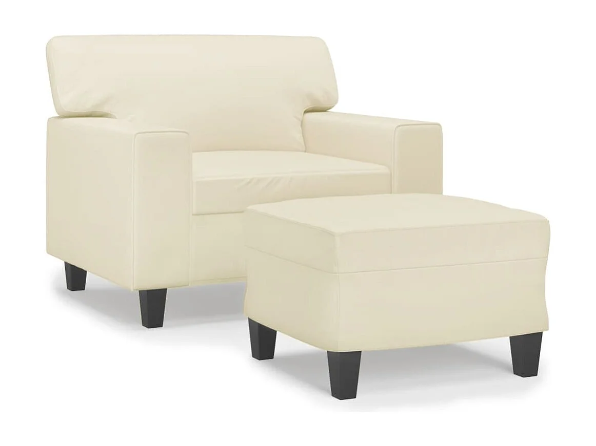 Fauteuil met voetenbank 60 cm kunstleer crèmekleurig