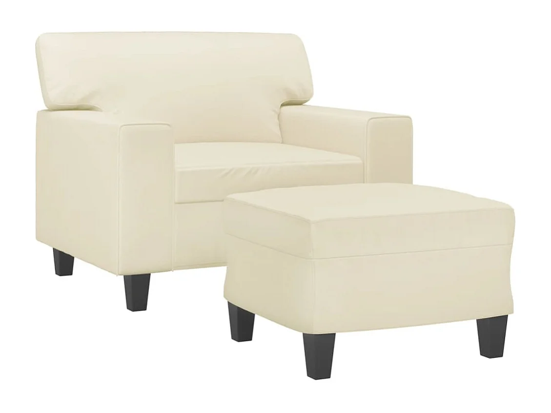 Fauteuil met voetenbank 60 cm kunstleer crèmekleurig