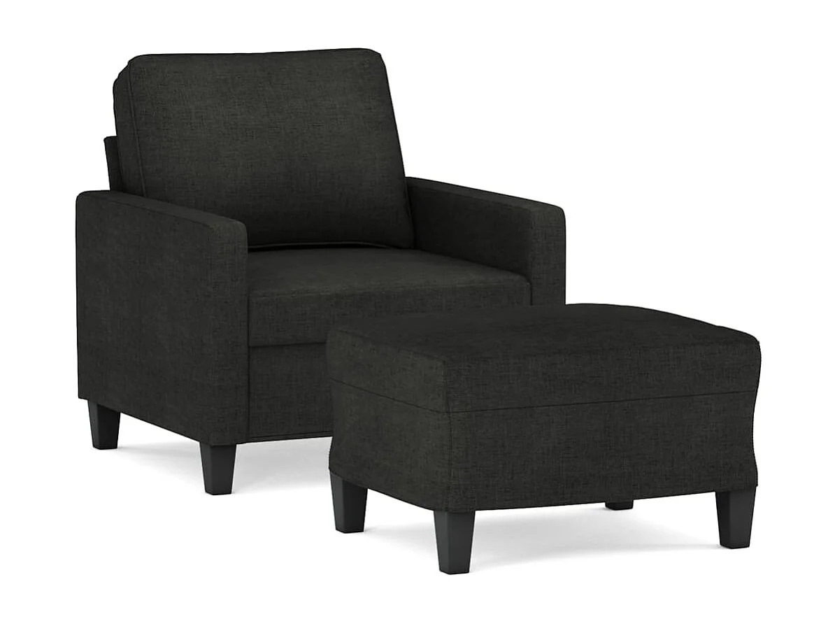 Fauteuil met voetenbank 60 cm stof zwart